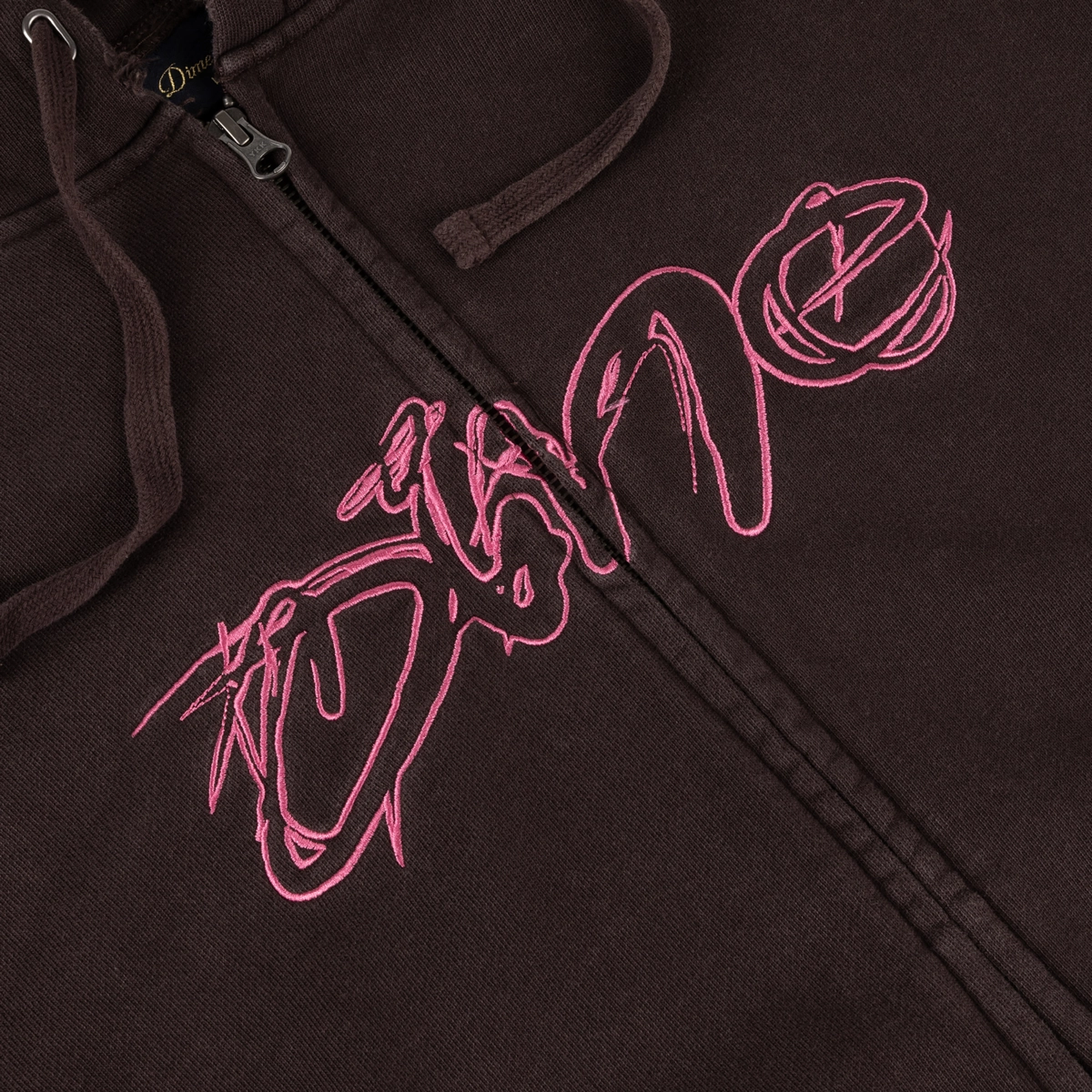 Fleury Print, sweat à capuche, plastique, motif graphique, contour rose, sweat à capuche, fermeture éclair, broderie rose, motif graphique, violet foncé