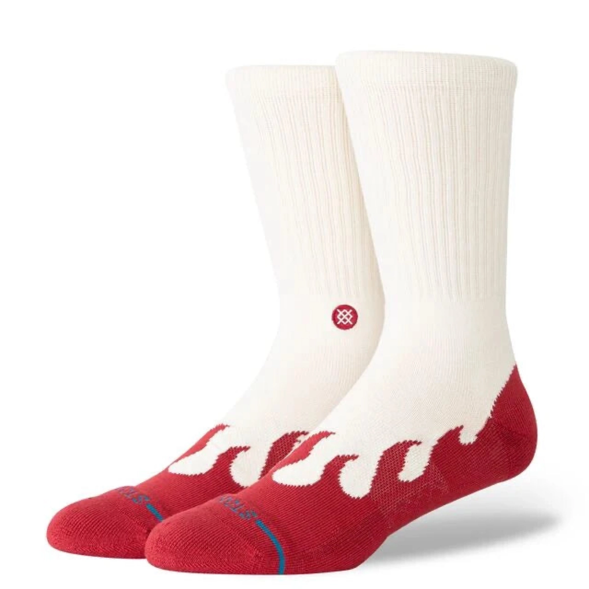 Heating Up Crew Chaussettes, chaussettes courtes, chaussettes rouges, fibres synthétiques, motif blanc et rouge