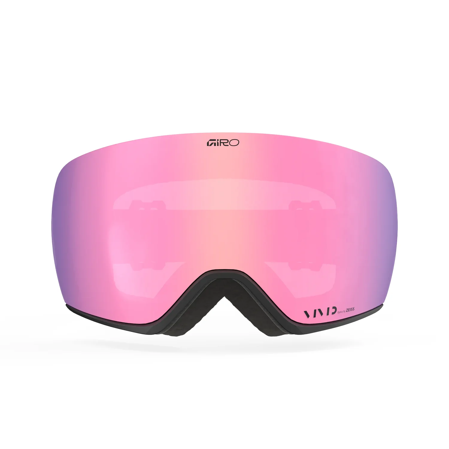 Lunettes de ski, verres roses, verres miroités, monture noire