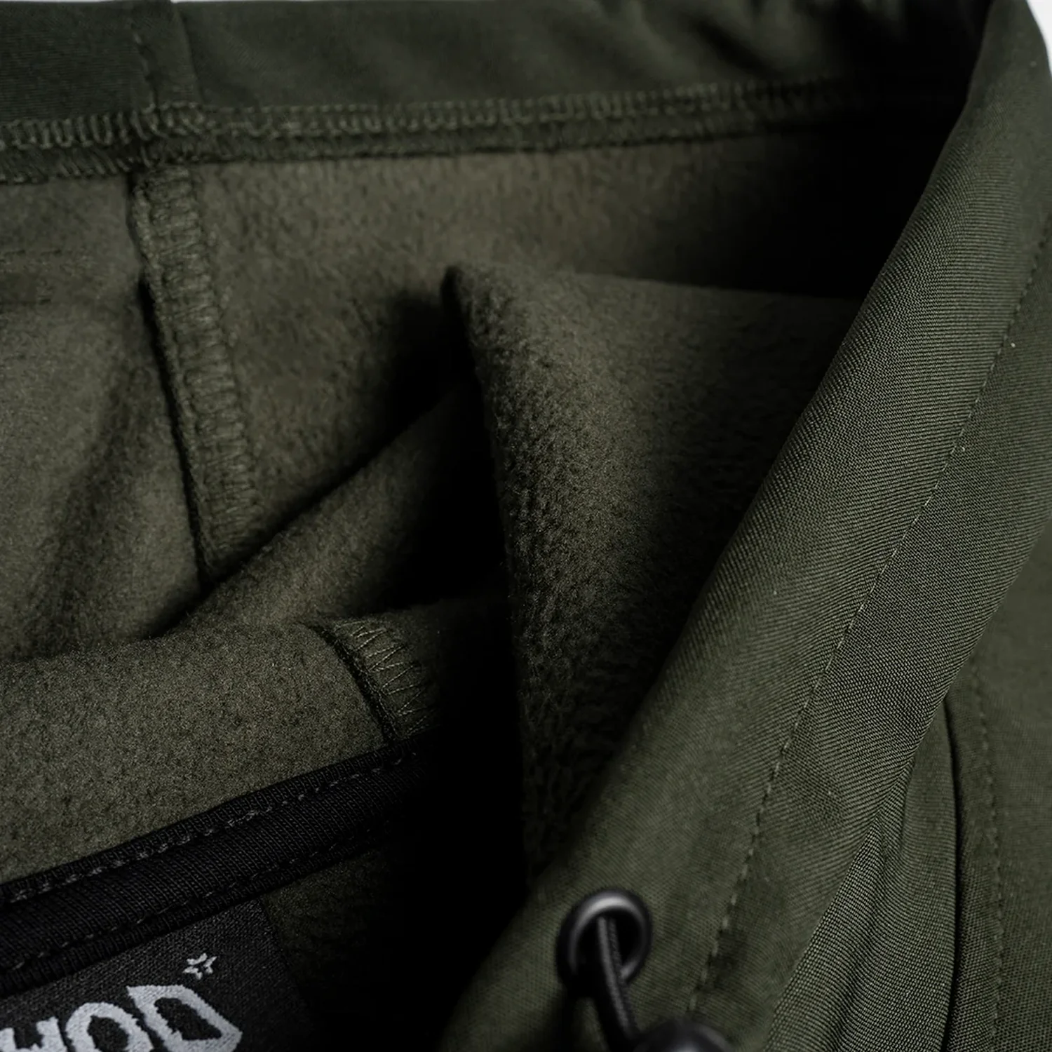 Method Technical Riding Hoodie Winterjacke, Olivgrün, Fleece-Innenfutter, Kapuze mit Kordelzug, Stehkragen