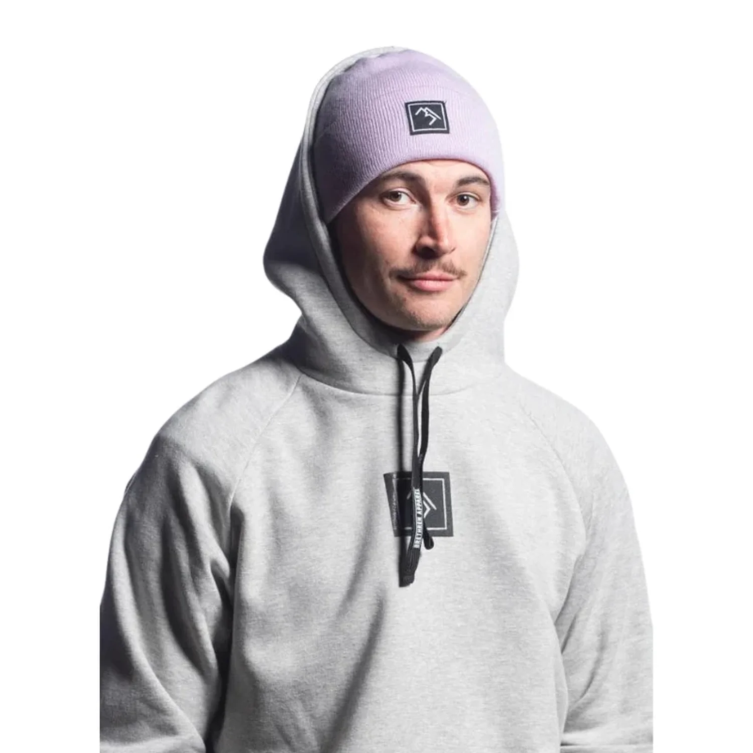 Kapuzenpullover, hellgrau, Kapuze, Kordelzug, Strickmütze