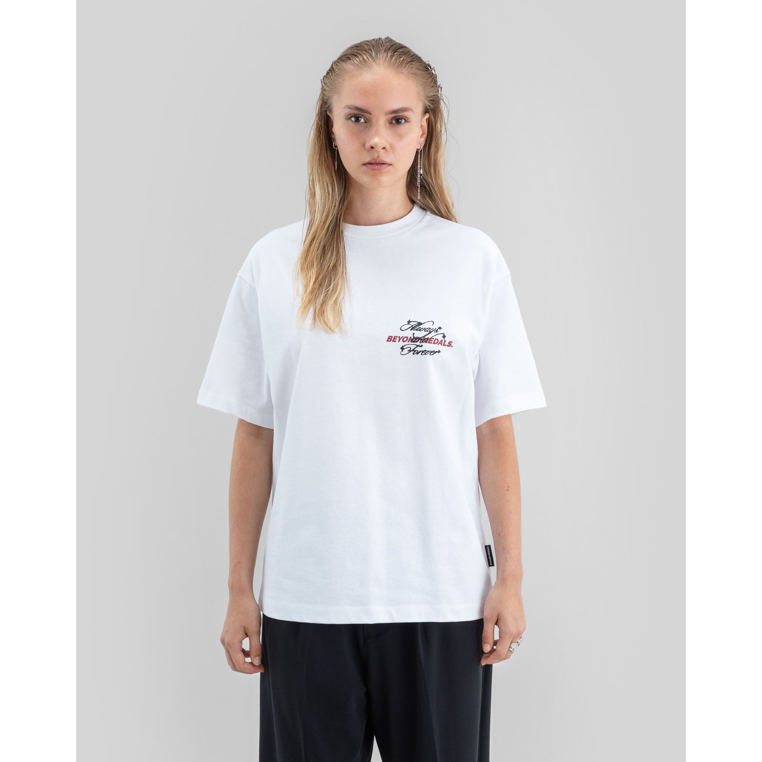 T-shirt, blanc, manches courtes, imprimé graphique