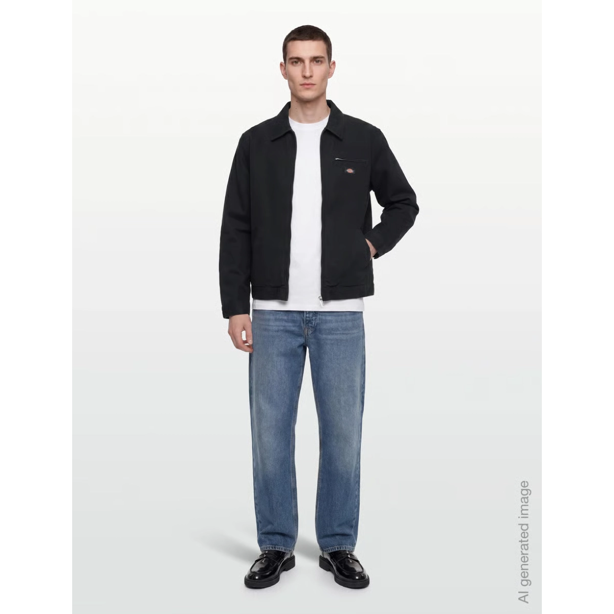 Unlined Canvas Painter Jacket Veste, veste noire, veste à fermeture éclair, logo sur la poche, tenue décontractée