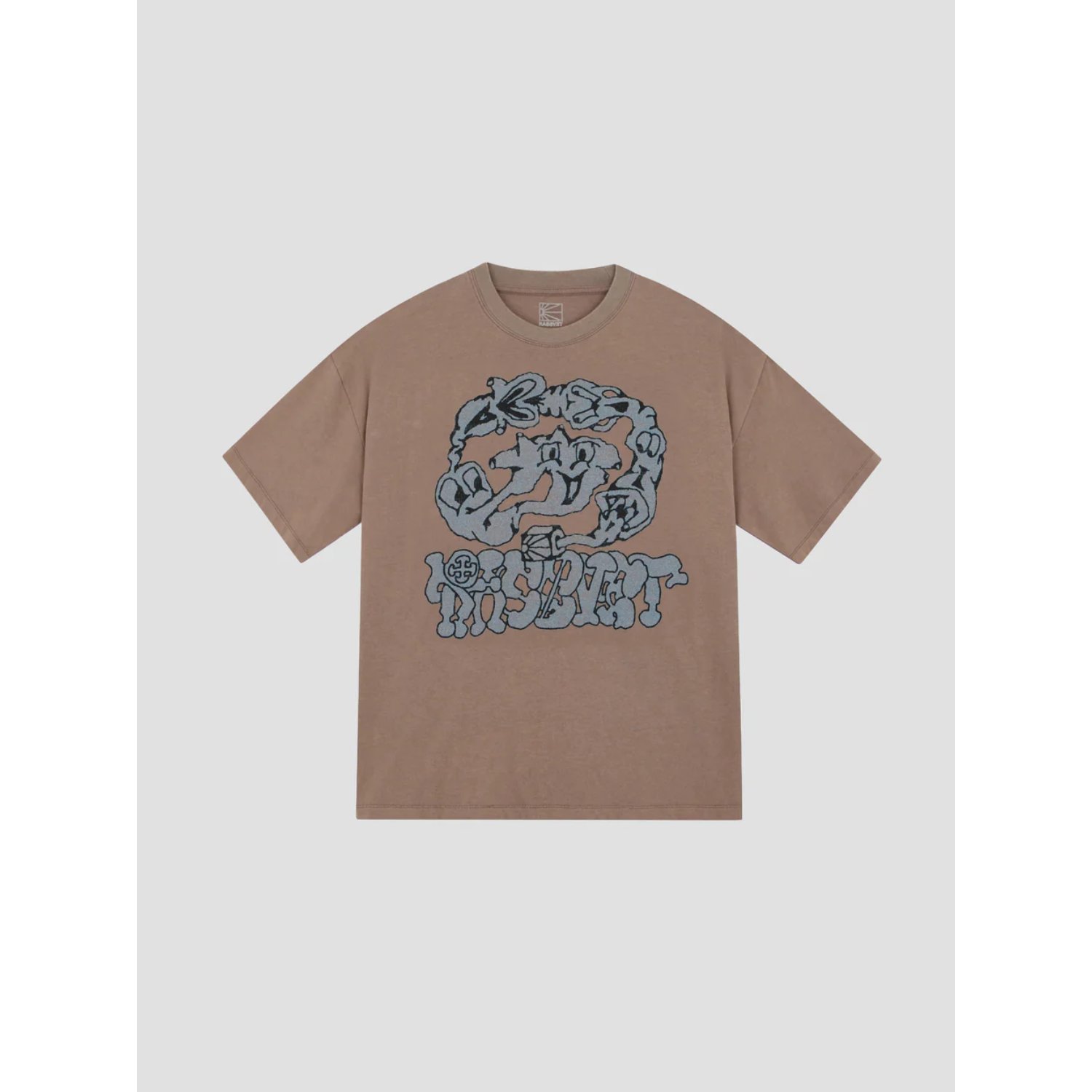 Tee, T-Shirt, Raupe, Rundgrafik, Lichtbraun, Tee, T-Shirt, Rundhals, Rosa-beige, Graphic-Print