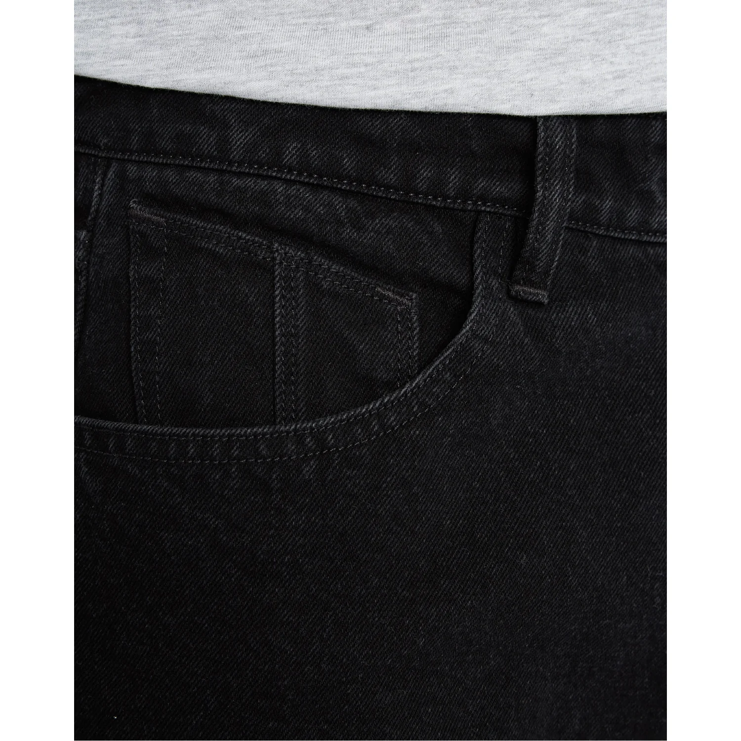 Schwarze Jeans, Denim, Gesäßtasche, Gürtelschlaufen, Twill-Gewebe