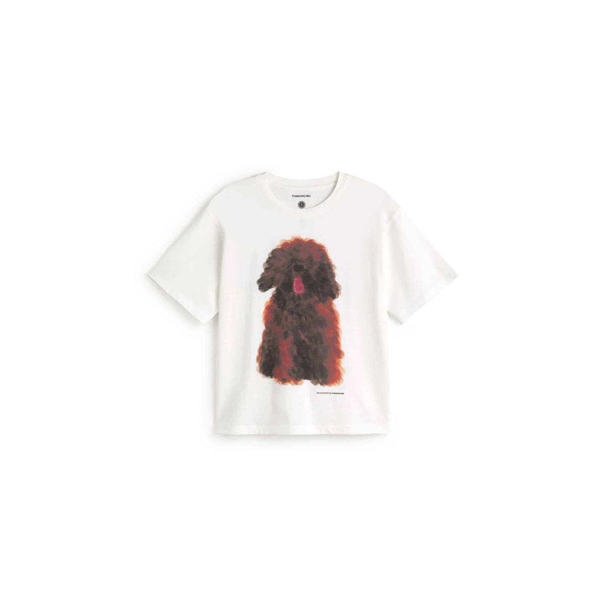 Hund, Pudel-Druck, T-Shirt, weiß, Pudel-Print, T-Shirt, Hunde-Print, Weiß, Kurzärmlig, Baumwolle
