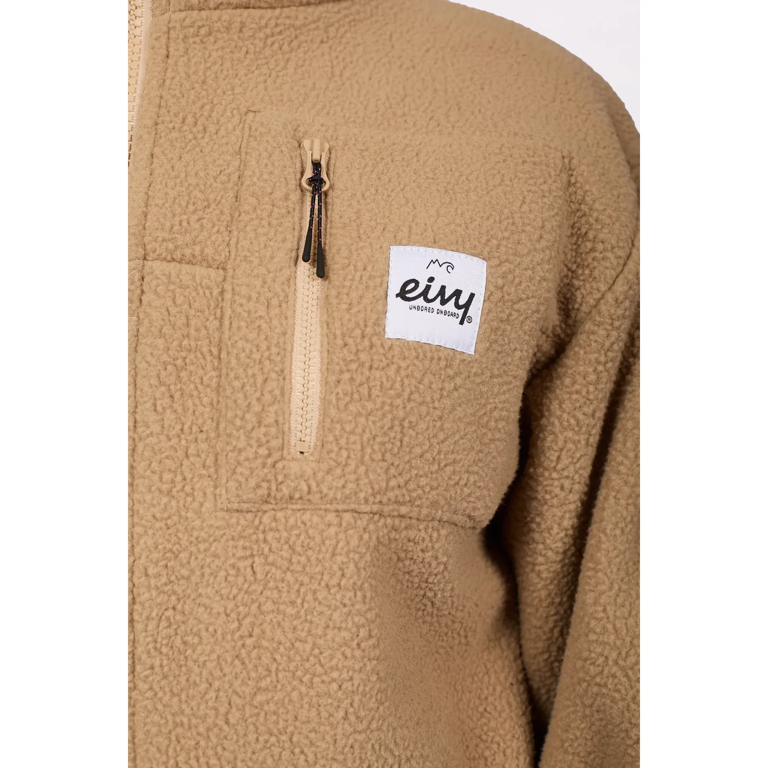 Versa Sherpa Jacket Fleecejacke, Teddyfleece, Beige, Brusttasche, Reißverschluss