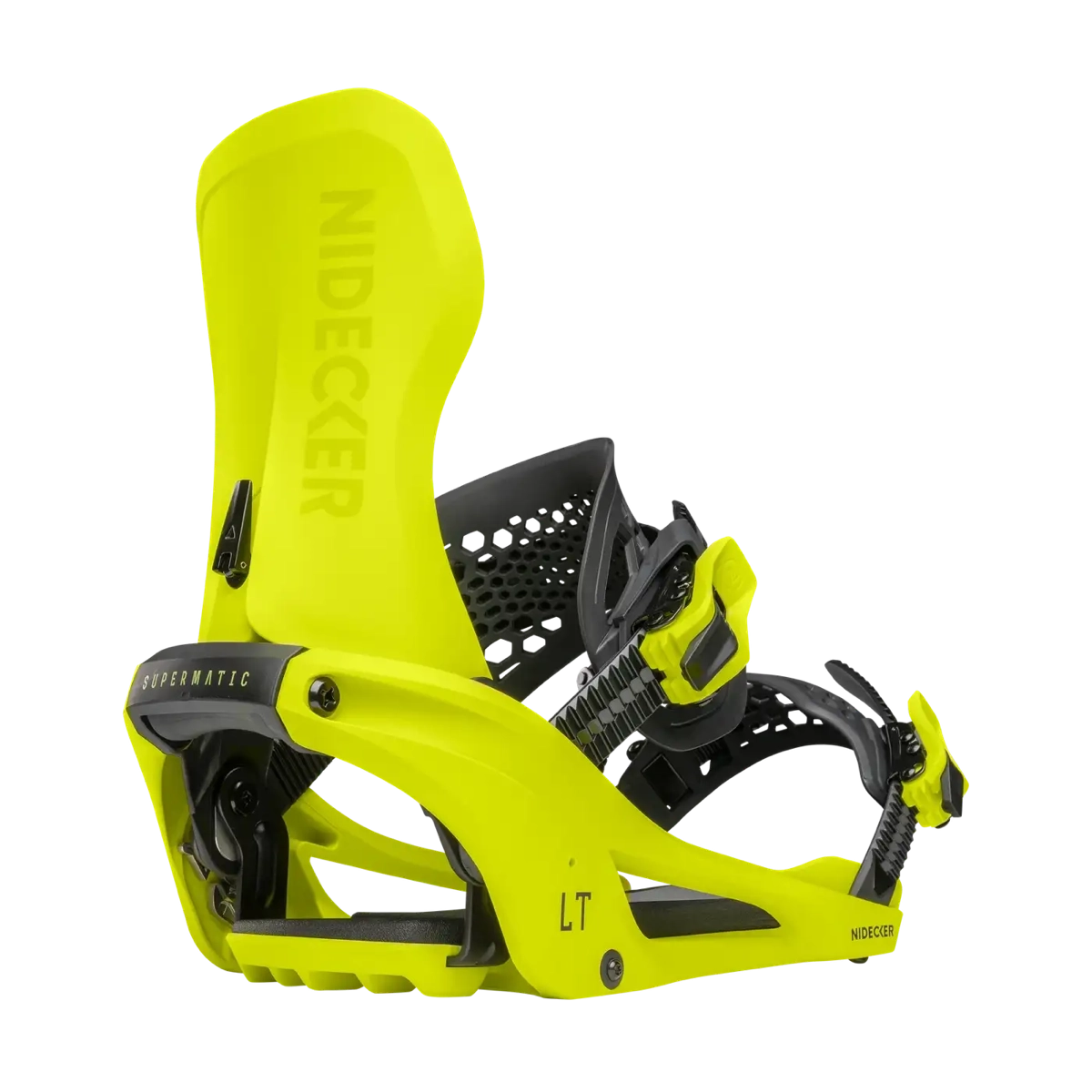 Lt Supermatic® fixation de snowboard, jaune vif, spoiler arrière, fixation à sangles, Nidecker LT, fixations de snowboard, jaune fluo, spoiler arrière, fixation « step-in », Nidecker LT