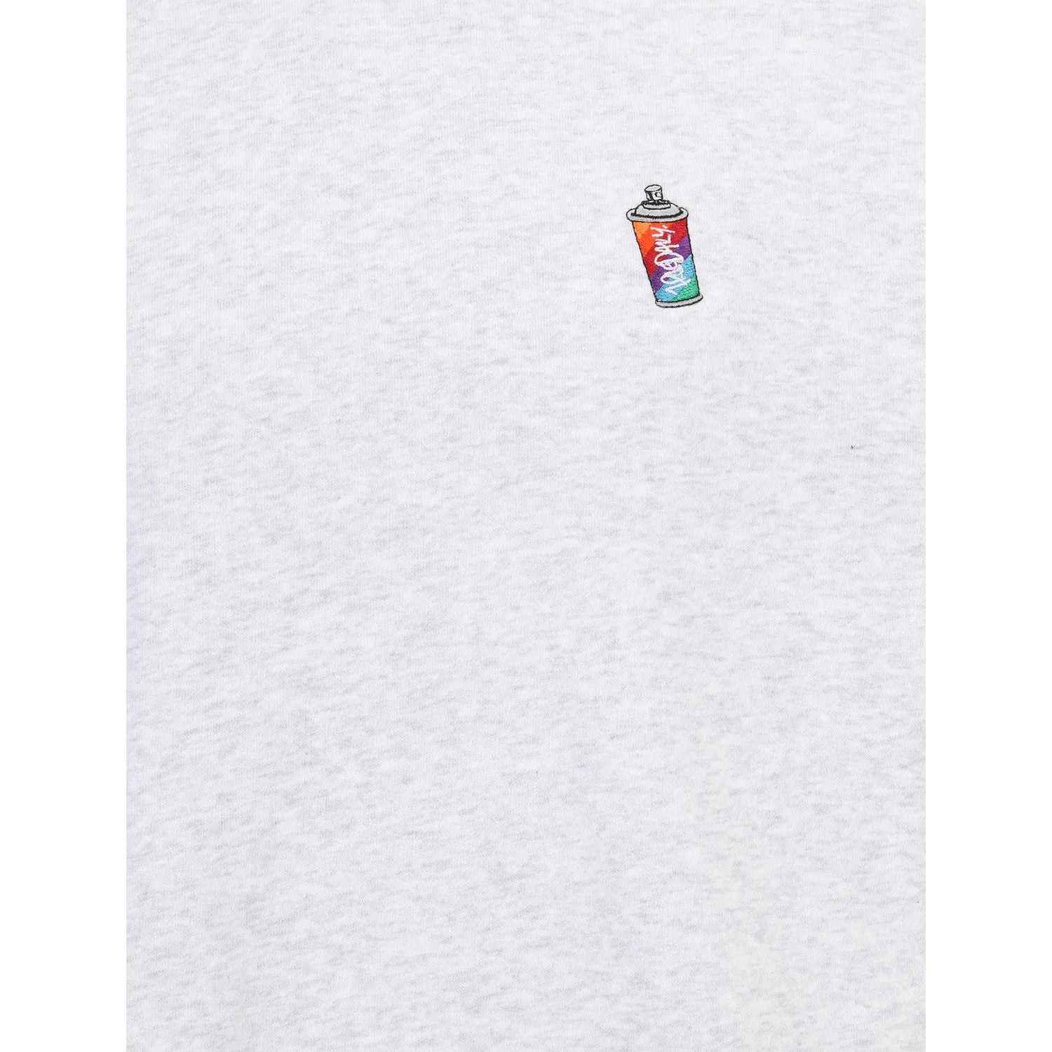 T-Shirt, Hellgrau, Melierter Stoff, Sprühdosenmotiv, Bruststickerei