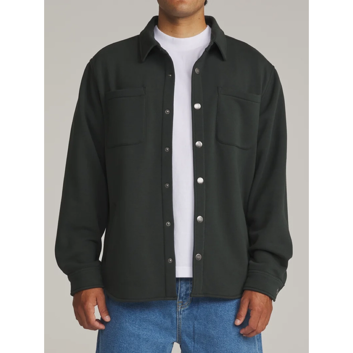 Veste, veste-chemise, fermeture à boutons, couleurs unies, poche poitrine