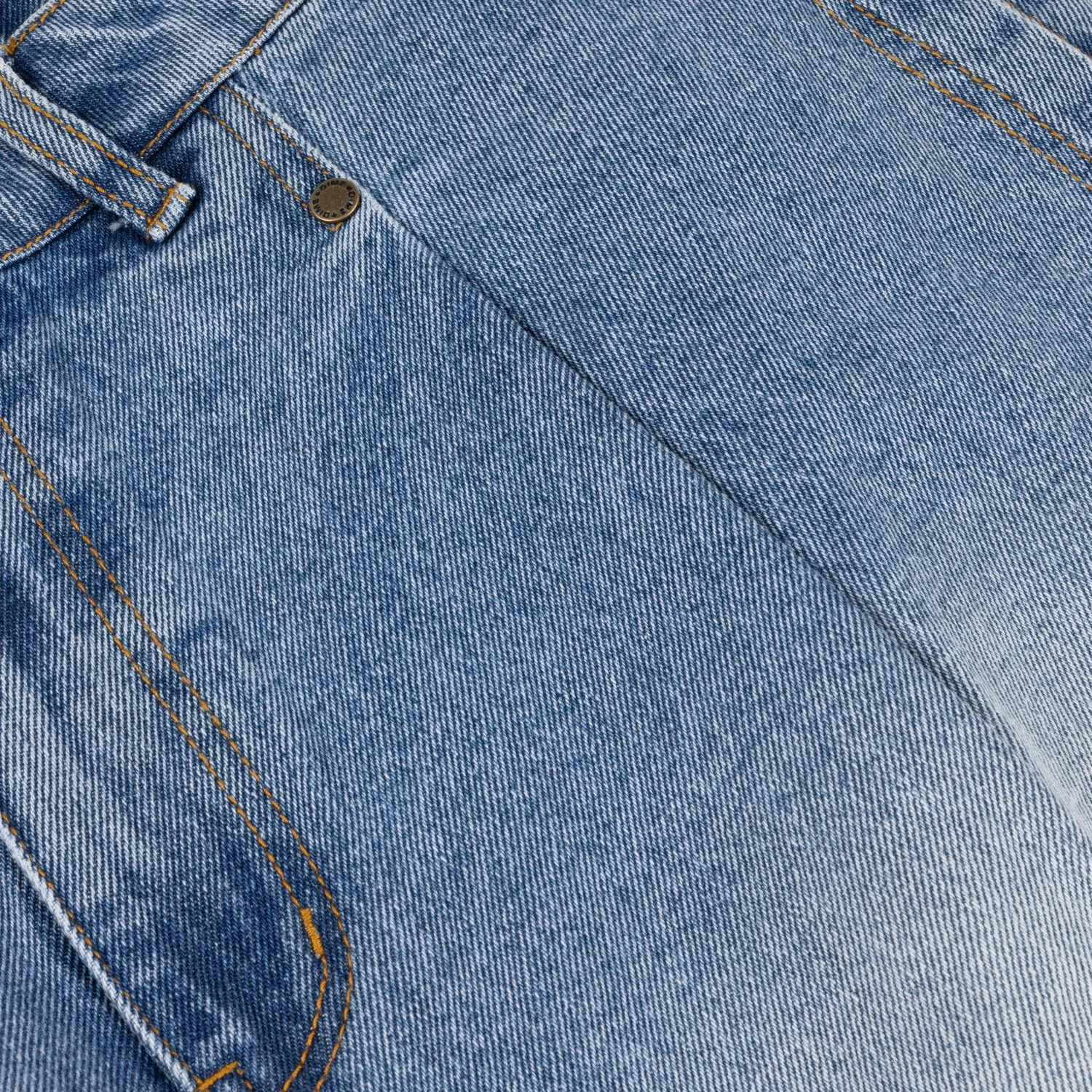 Pleated Denim Shorts Jeansstoff, Blau, Denim, Kontrastnähte, Knopfverschluss