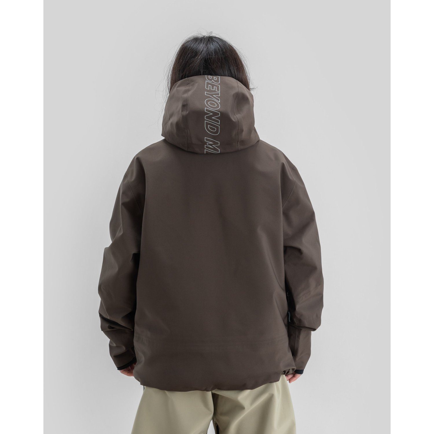 Pro Tech Jacket 3L jacke, revers, kapuze, braun, oversize