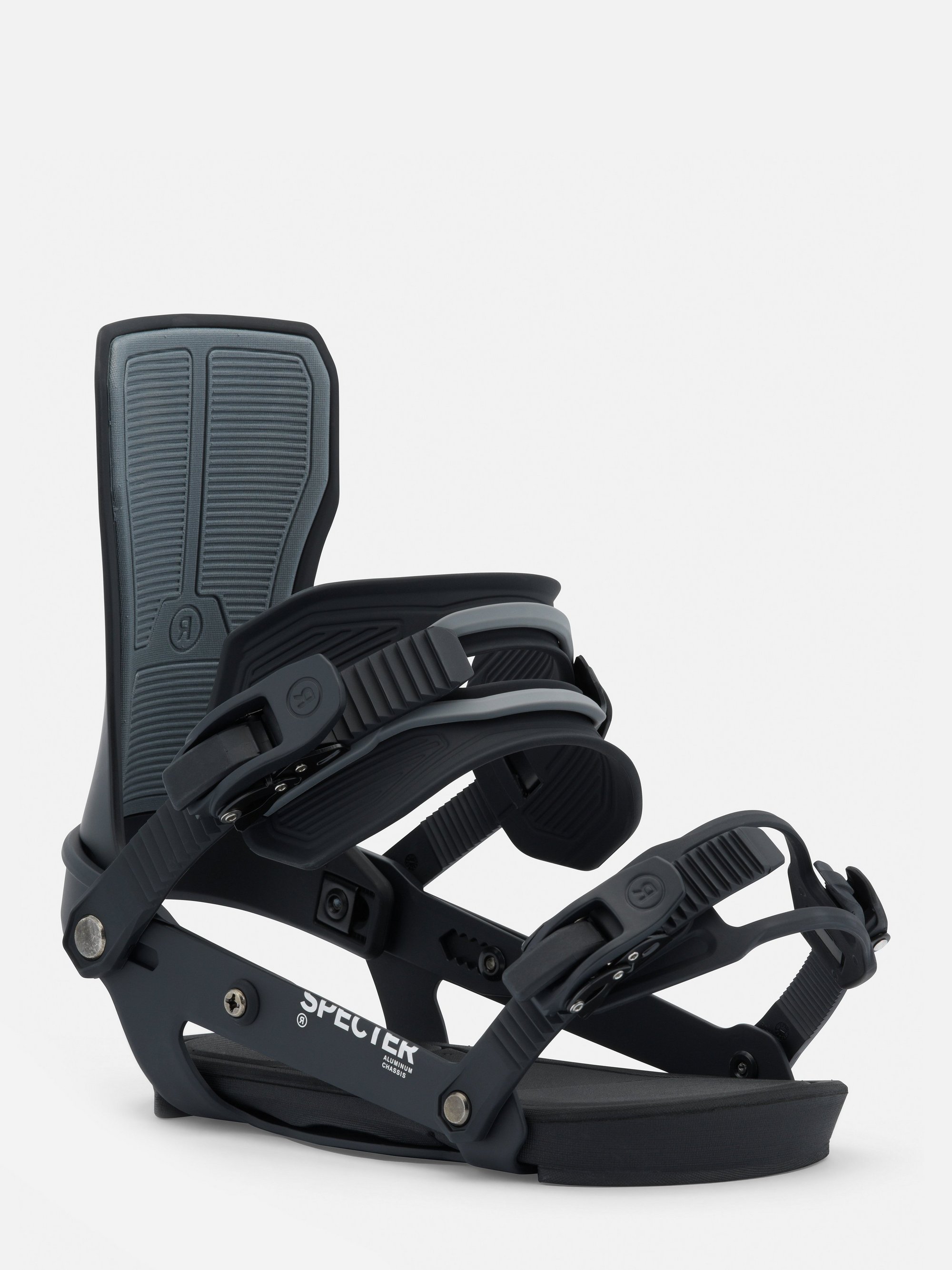 Specter Mens snowboard, fixation, Step-In, réglable, noir, fixations de snowboard, sangles réglables, semelle rembourrée, sangle de cheville, dossier haut