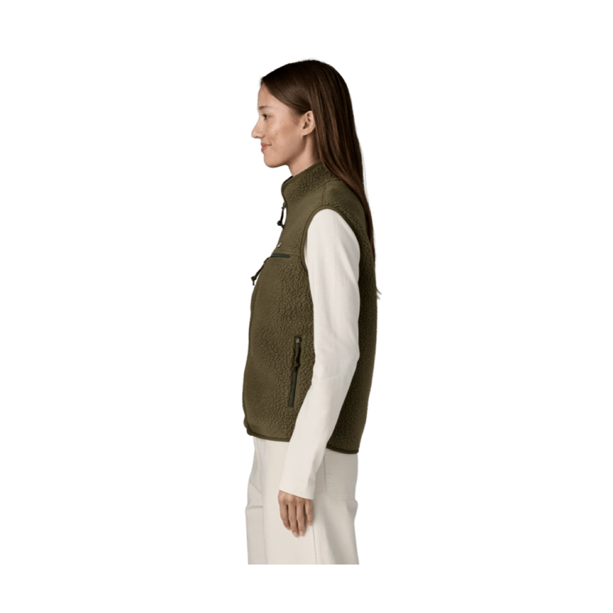 Weste, Fleece, Olivgrün, Seitentasche, Reißverschluss