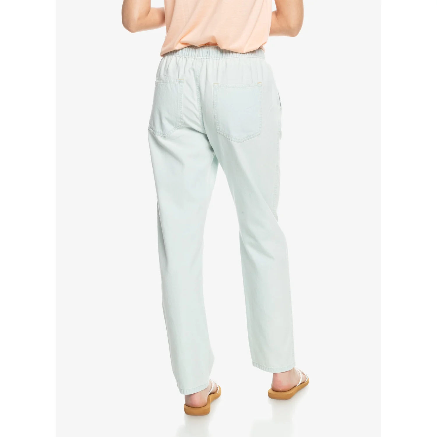 Damenjeans, Hellblaue Jeans, Gerades Bein, Elastischer Bund, Gesäßtaschen
