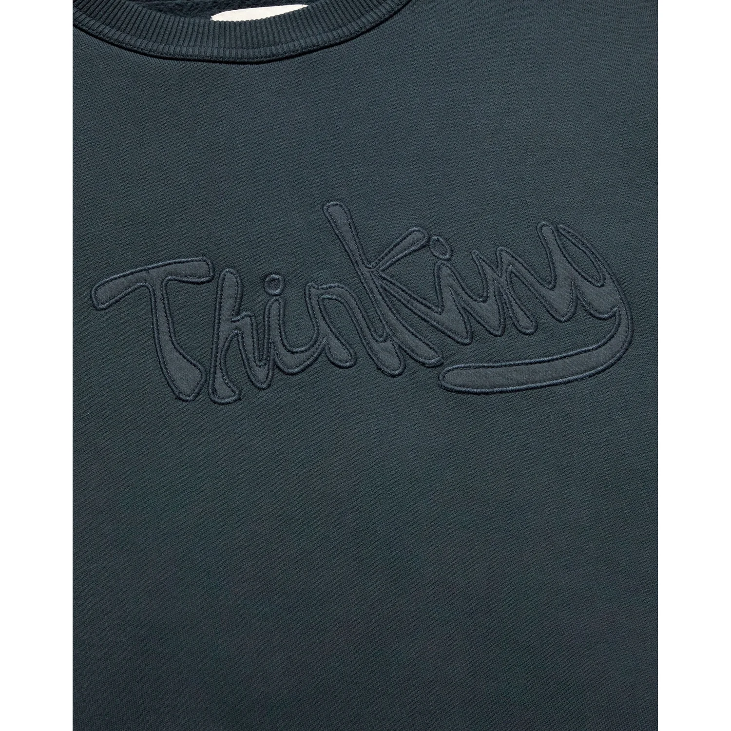 Sweatshirt, Rundhalsausschnitt, Dunkelblau, Ton-in-Ton-Stickerei