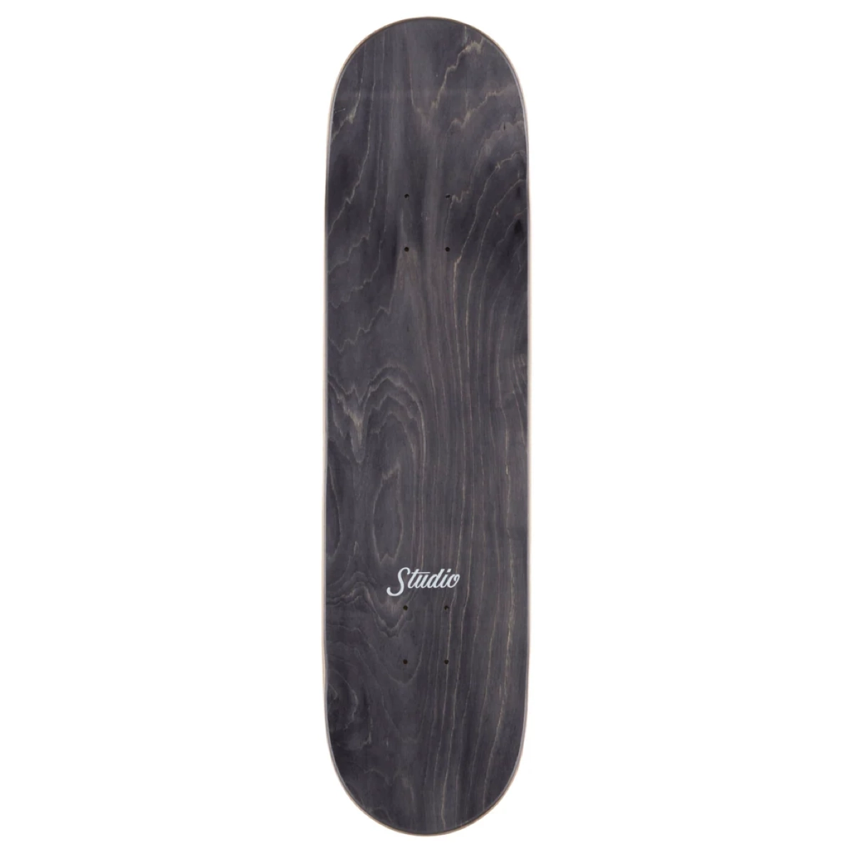 Organic Plus Black/Orange 8.5 Skateboard, planche, veinage du bois, couleur foncée, logo « Studio »