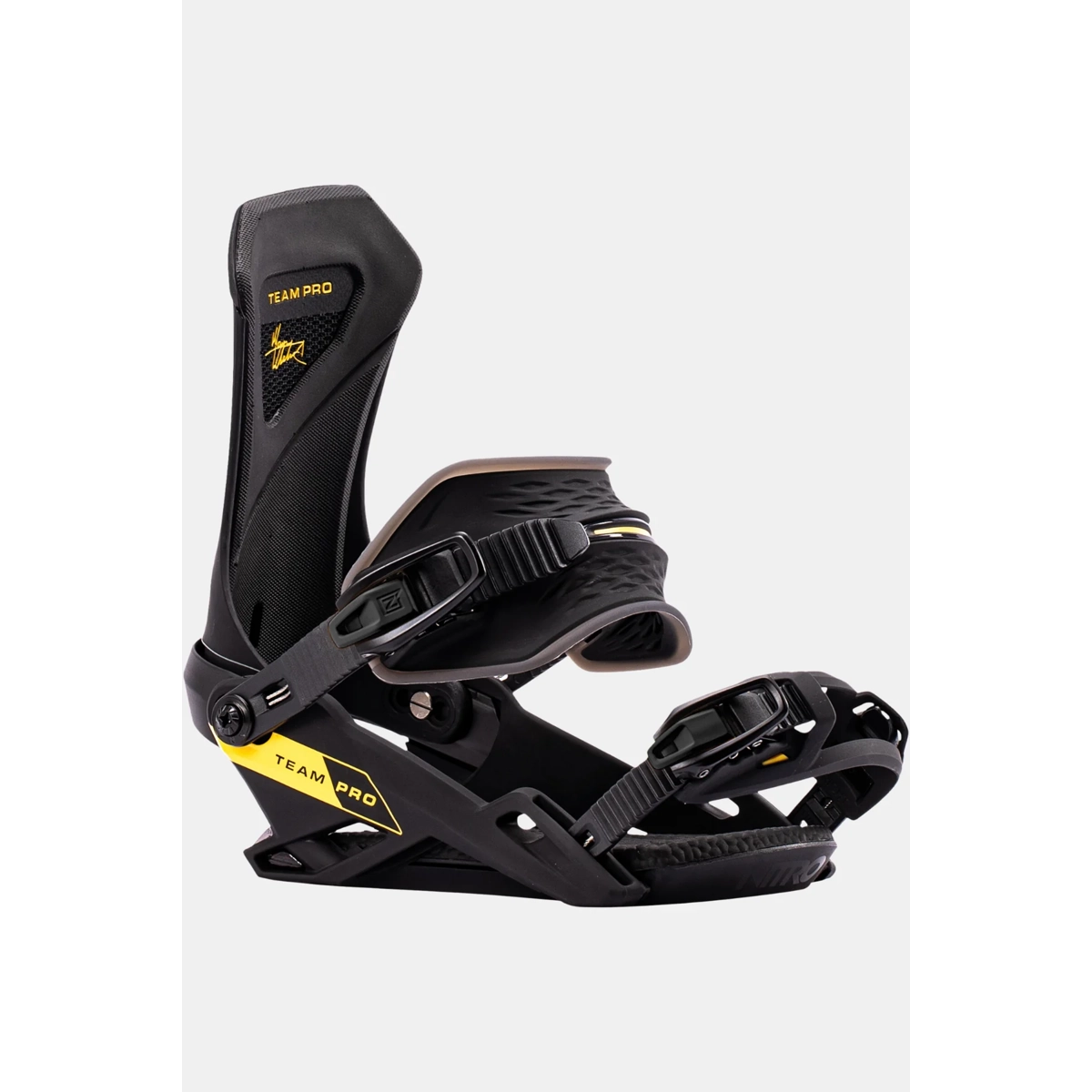 Bindings, Snowboard, Gurtband, verstellbar, schwarz, Snowboard Bindings, Verstellbare Riemen, Schwarz, Gelbe Akzente, Highback