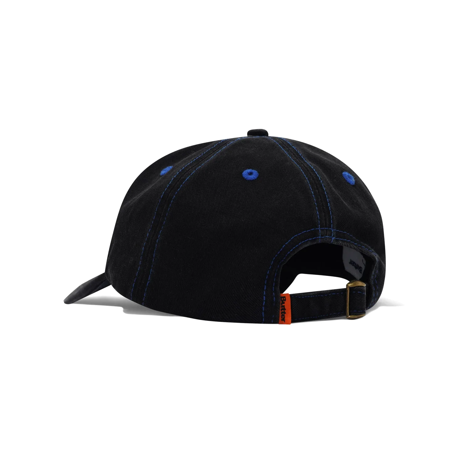 Basecap, Schwarz, Blaue Nähte, Verstellbarer Riemen