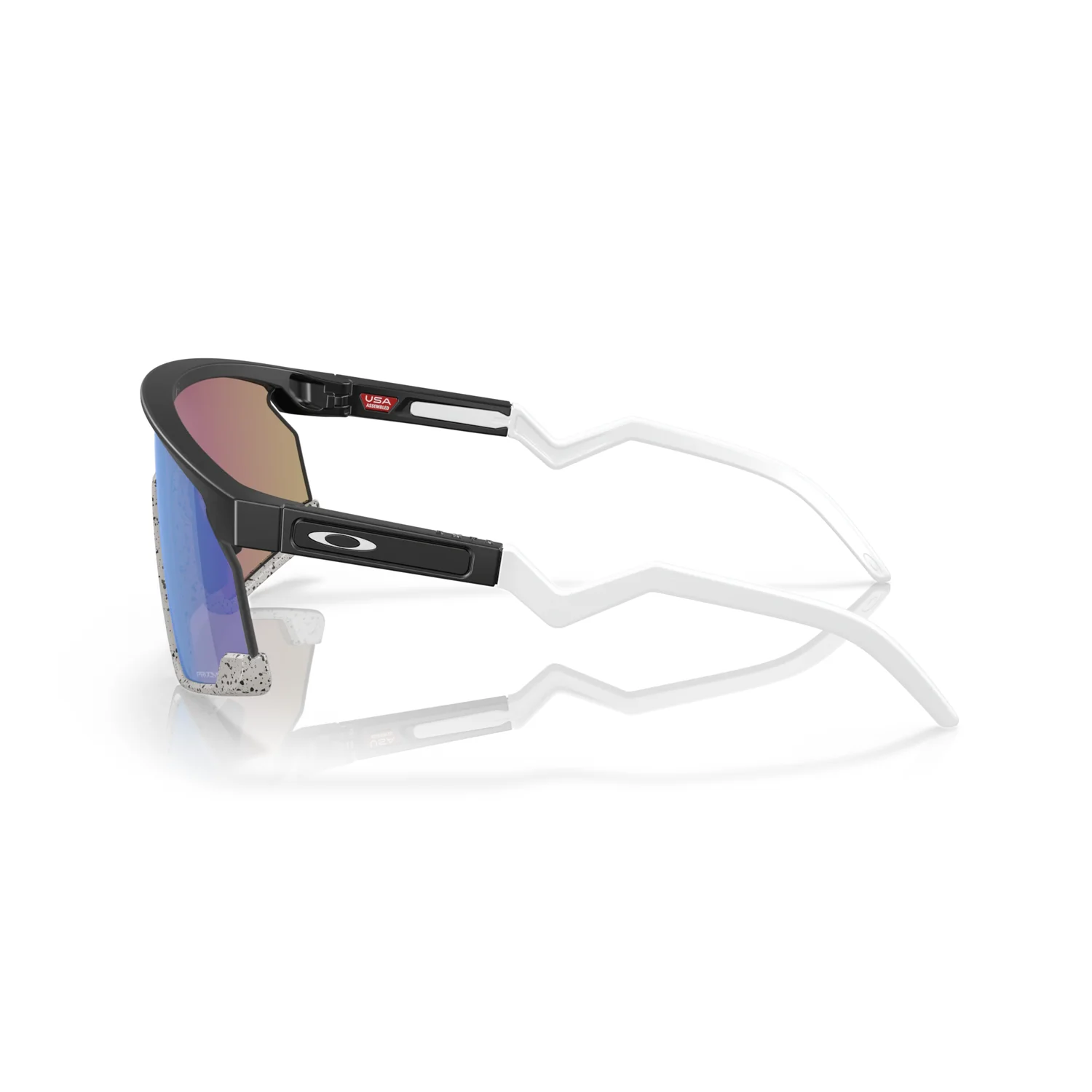 BXTR Lunettes de soleil de sport, verres miroités, monture noire, branches blanches, protection anti-éclaboussures
