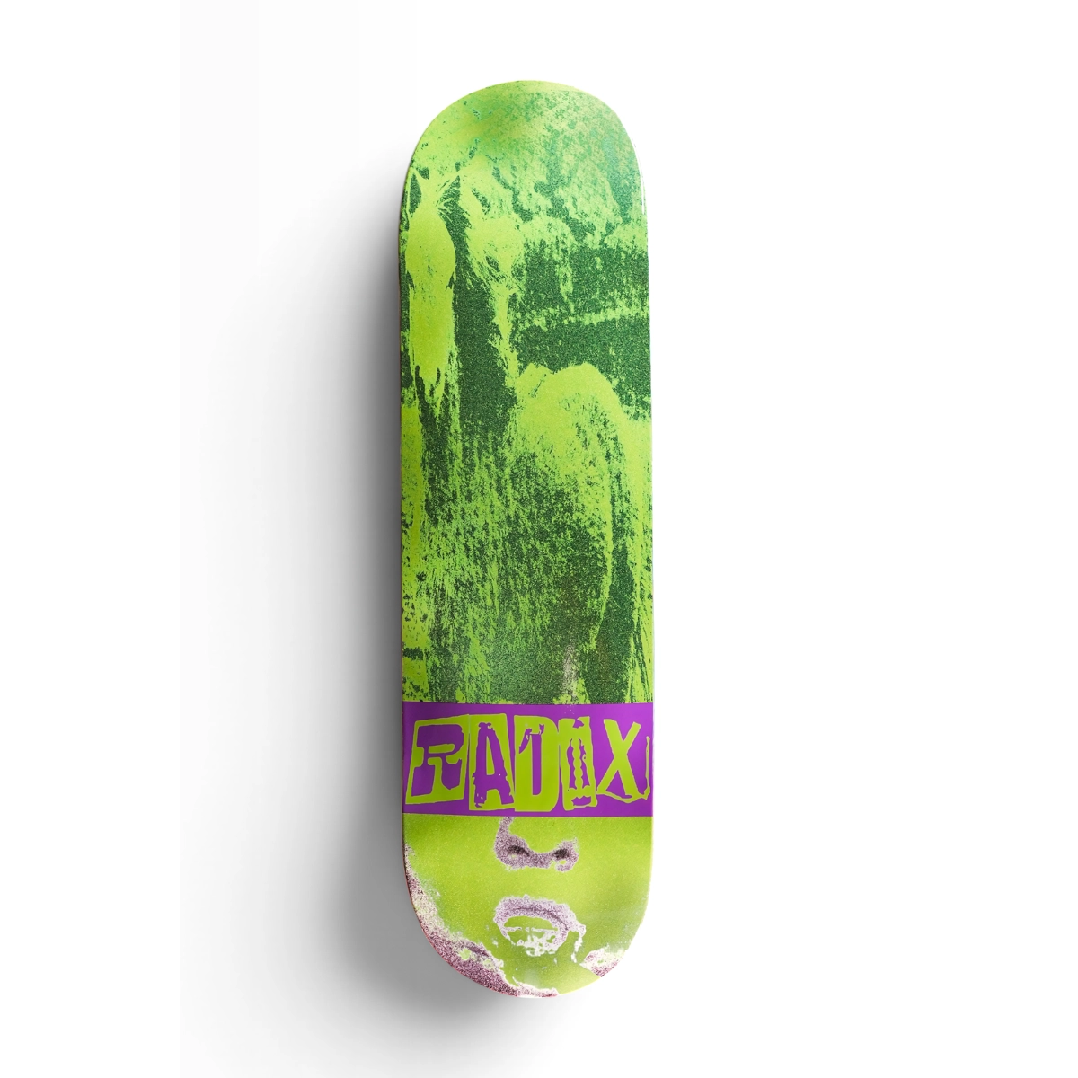 skateboard, Deck, Grün, purple Grafik, Grunge