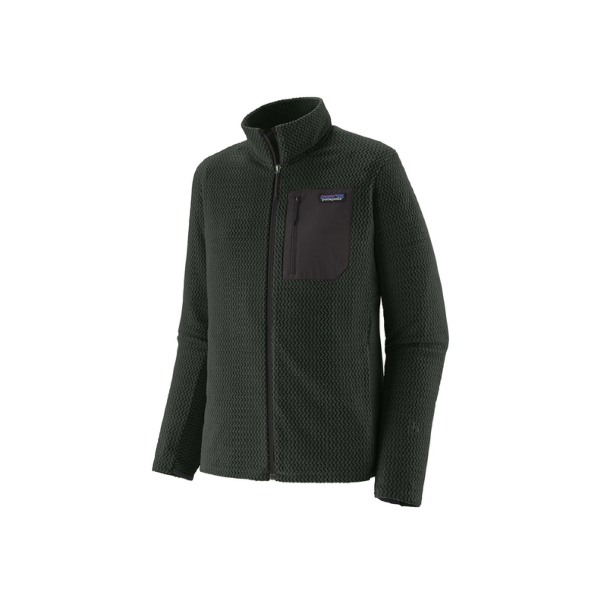 M's R1 Air Jkt Fleecejacke, Reißverschluss, Kragenhoch, Brusttasche, Dunkelgrün