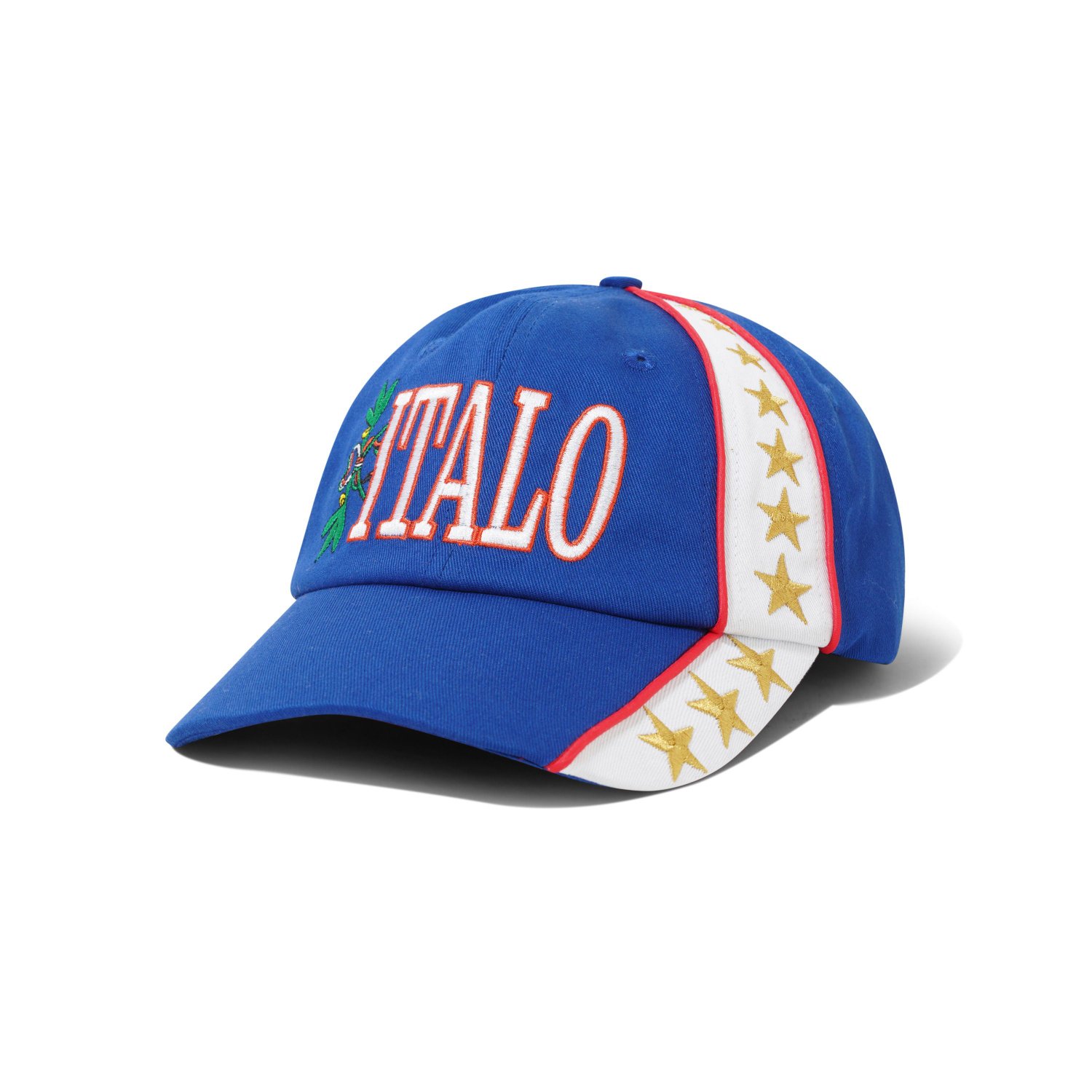 Casquette de baseball, casquette bleue, inscription brodée, Italo, bande rayée