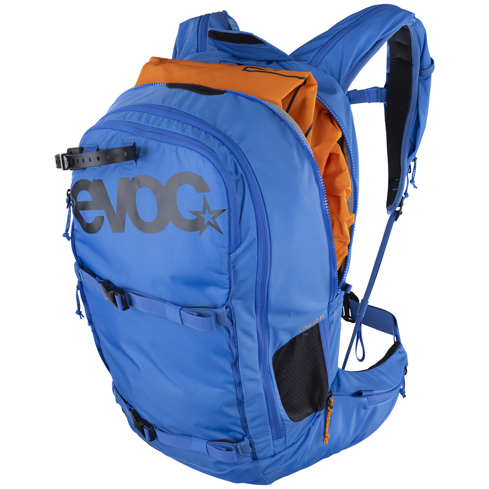 Sac à dos, bleu, compatible avec un système d'hydratation, doublure orange, bretelles
