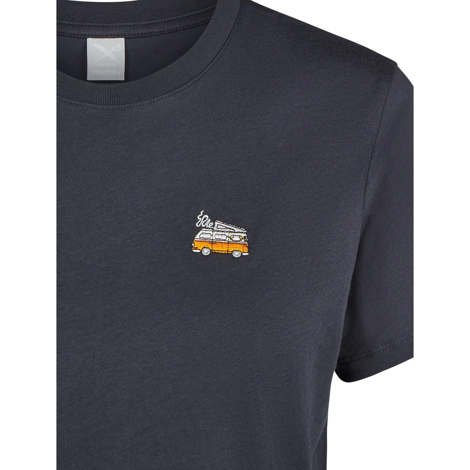 Vancy T-Shirt T-Shirt, Rundhalsausschnitt, Dunkelblau, Kurzarm, Busstickerei