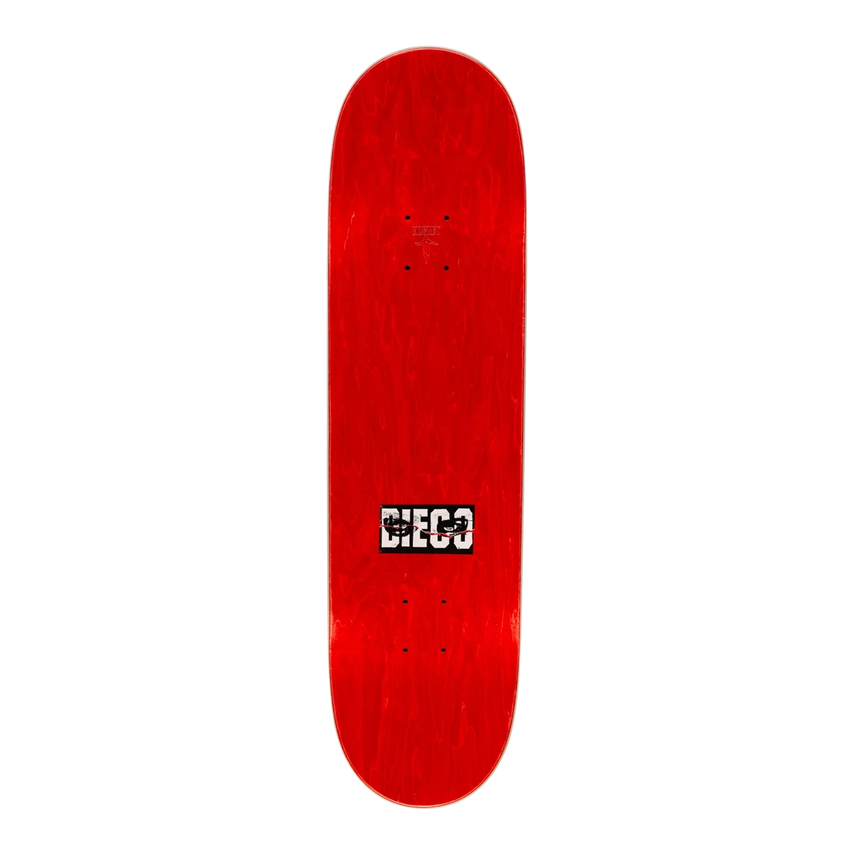 Skateboard, rouge, planche, bois, trou de préhension