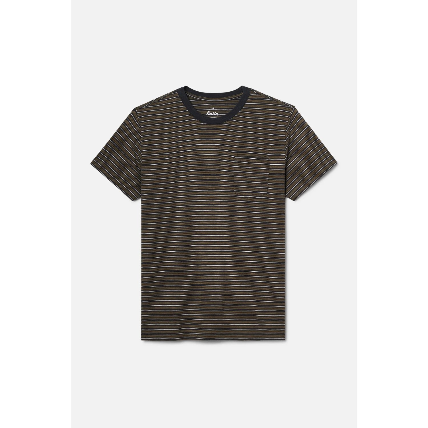 Tee, Streifen, Kurzarm, Brusttasche, Meliert