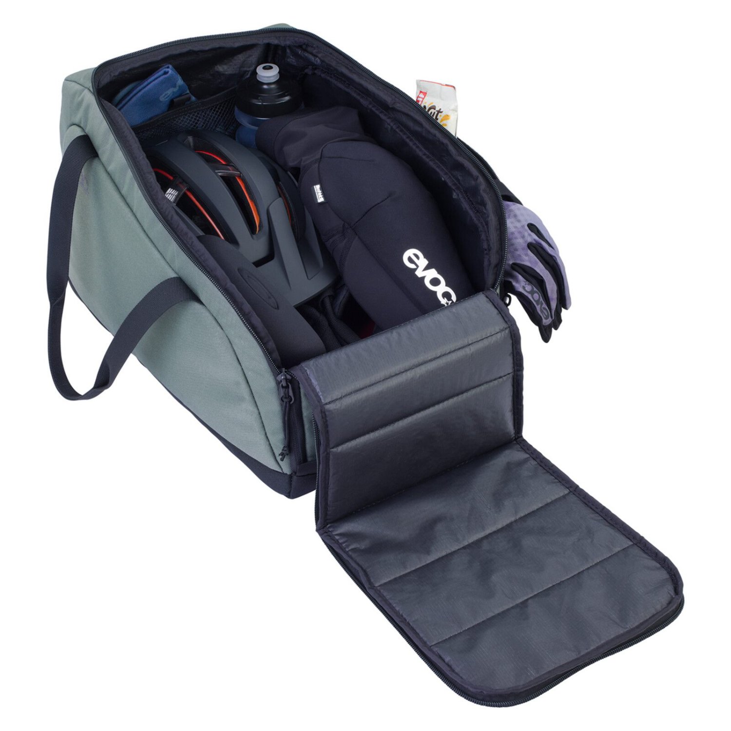 Fahrradhelm, Protektory, Trinkflasche, Handschuhe, Gepäcktasche