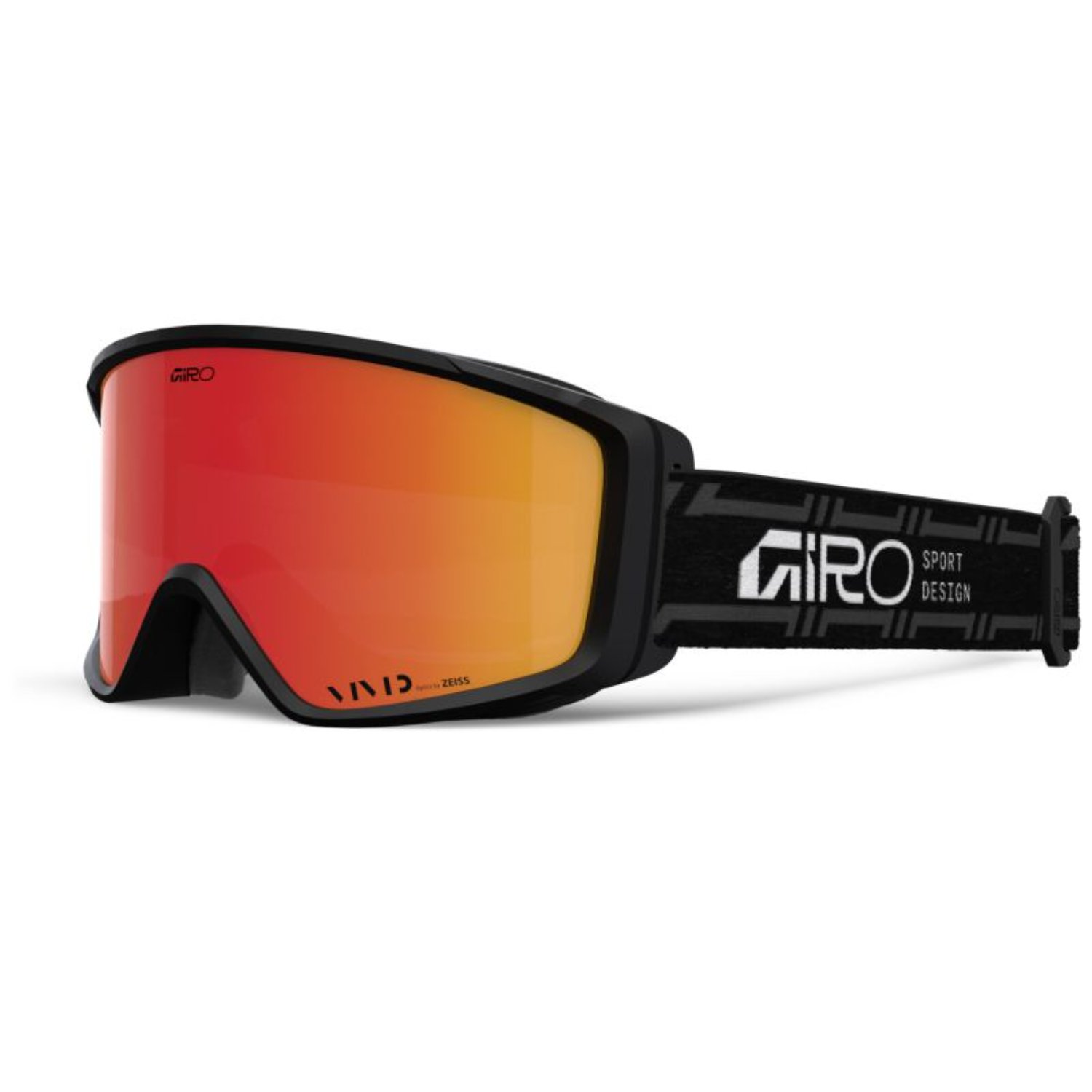 Lunettes de ski, verres miroirs orange, monture noire, sangle élastique