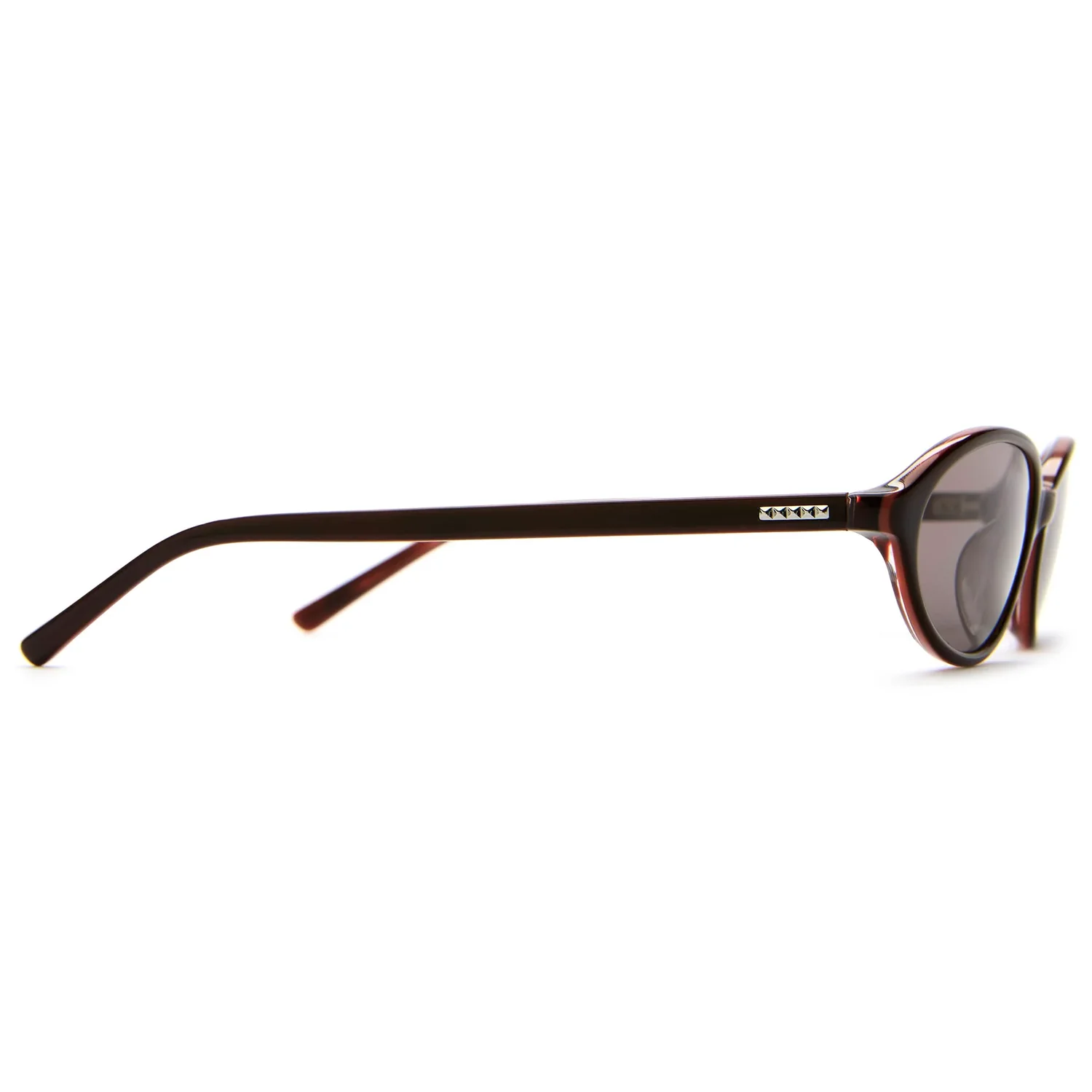 Sonnenbrille, ovale Gläser, dunkelbraunes Gestell, Kunststoffrahmen, getönte Gläser