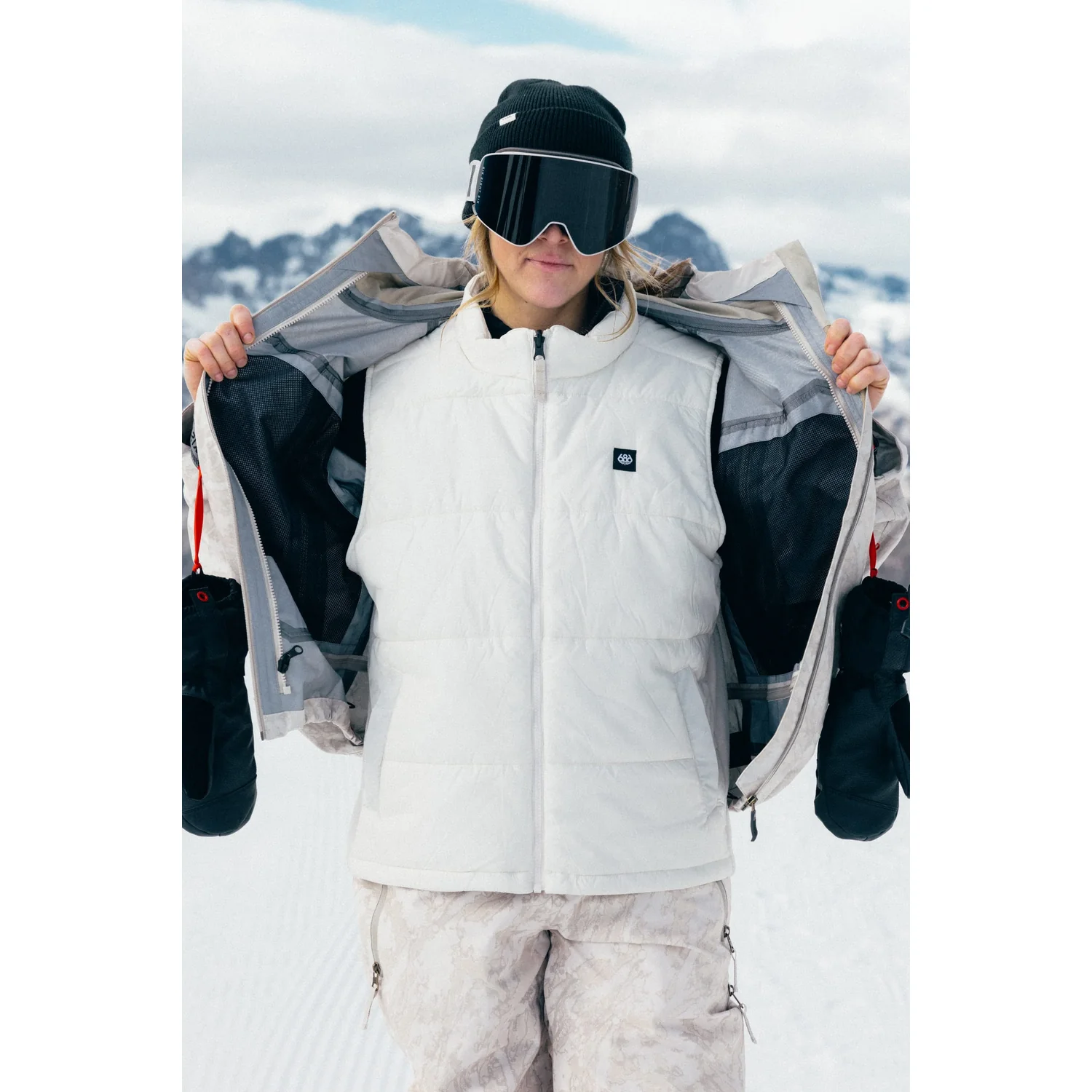 W Smarty 3-In-1 Framework 3L Veste de ski, blanche, doublée, fermeture éclair, col montant