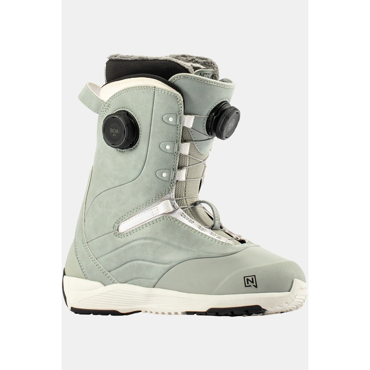 Crown BOA® W's Chaussure de snowboard, montante, grise, à lacets, molette BOA, chaussure de snowboard, grise, montante, molette BOA