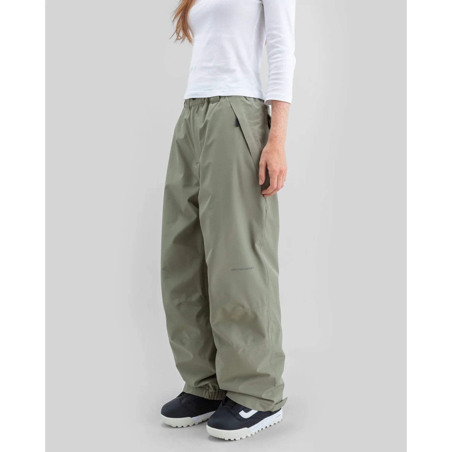 Nostalgia Pants 2L Damenhose, Weite Passform, Olivgrün, Elastischer Bund, Elastische Bündchen