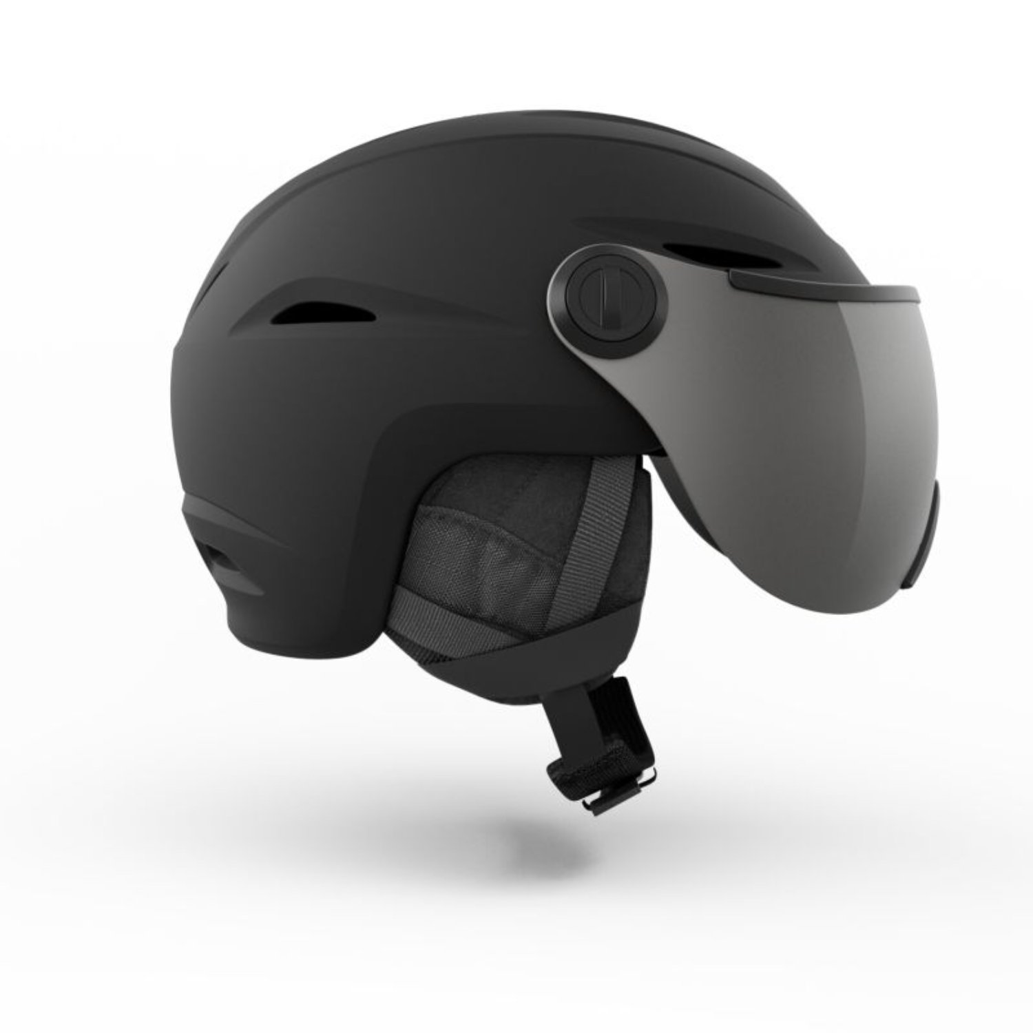 Skibrille, Skihelm, Schwarz, Schirmvisier, Kinnriemen