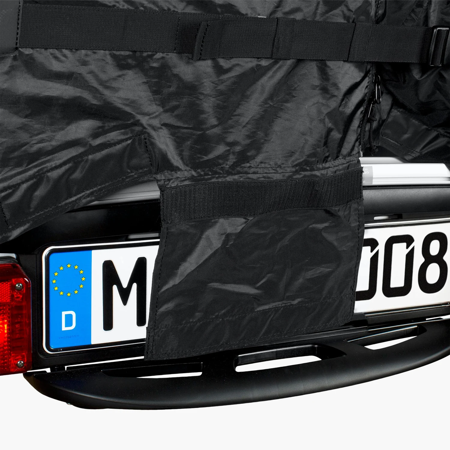Housse de voiture, cache-plaque d'immatriculation, tissu noir, sangle de fixation, fermeture velcro