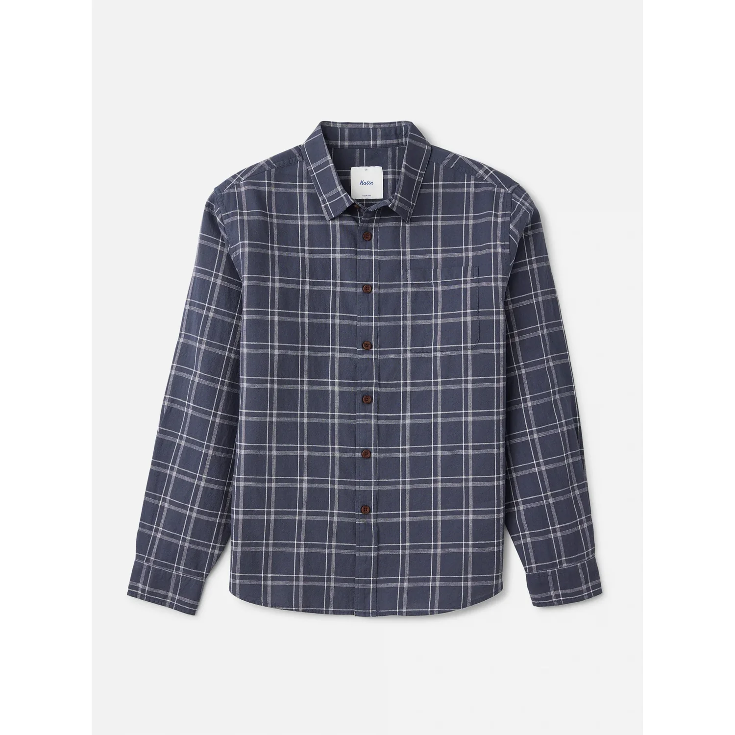 Herrenhemd, Langarm, Karomuster, Dunkelblau, Button-down-Kragen
