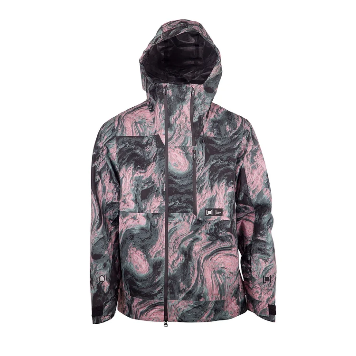 Veste pour homme, veste à capuche, veste de pluie, motif rose et gris, coupe-vent, veste à capuche, veste imprimée, motif « STORM », veste à fermeture éclair, veste softshell