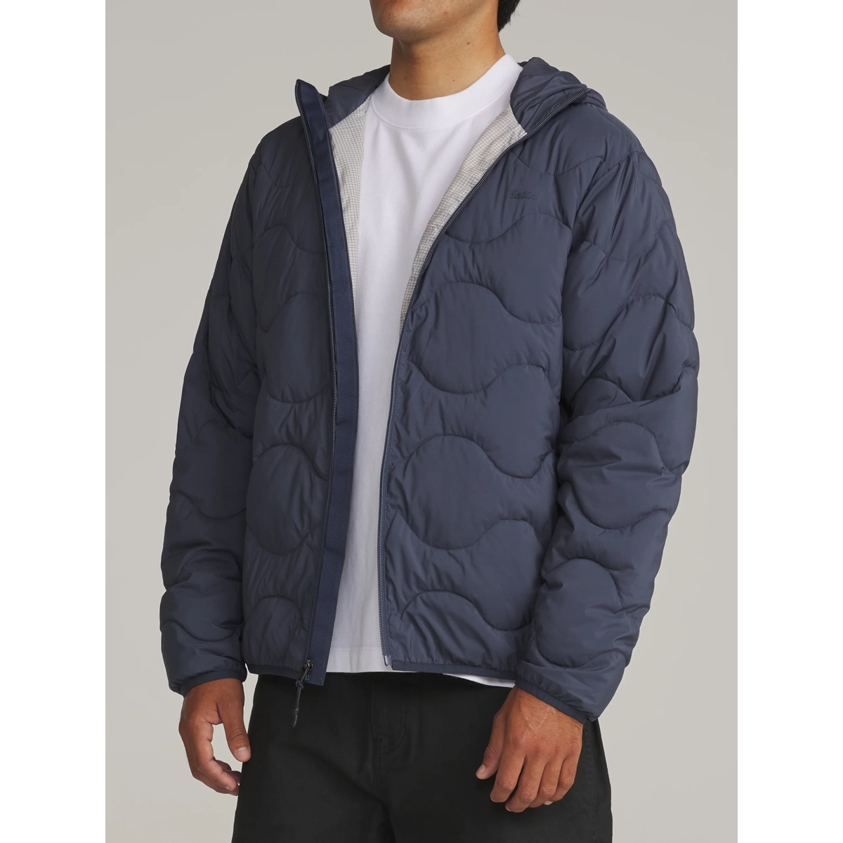 Veste matelassée, fermeture éclair, multicouche, bleu foncé, mode masculine