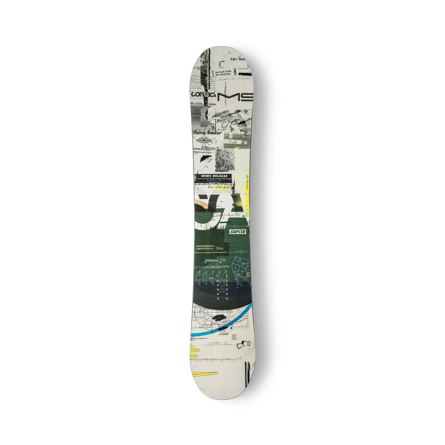 Snowboard, Grafik, Muster, Bunt, Snowboarddeck, Snowboard, Grafikdruck, Collage-Muster, Grün-beige, Capita