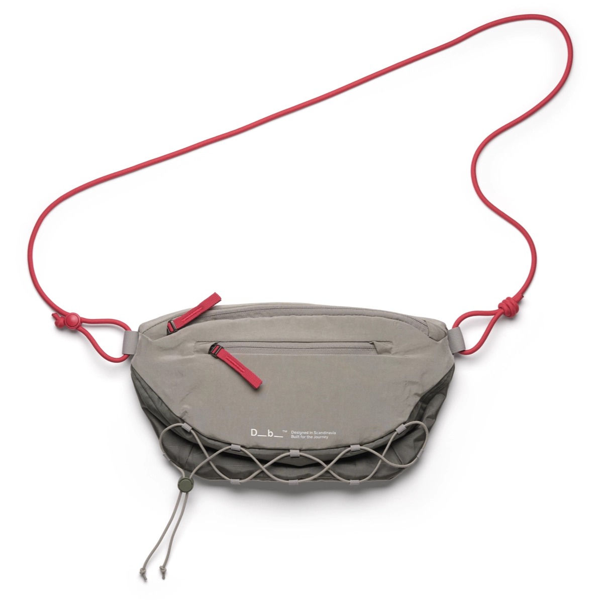 taška, reissverschluss, taillenband, stoff, beige, hip bag, waist bag, gray, red strap, drawstring cordage