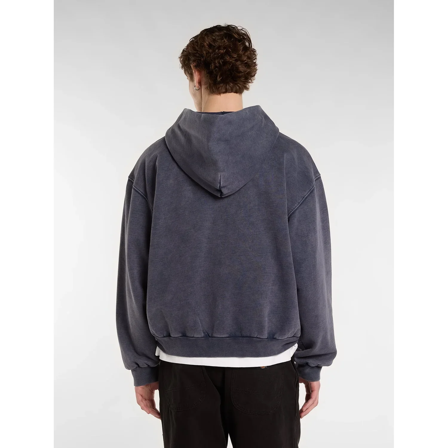 Baker Zipped Hoodie Sweat à capuche, gris foncé, grande taille, couleur unie, bords-côtes