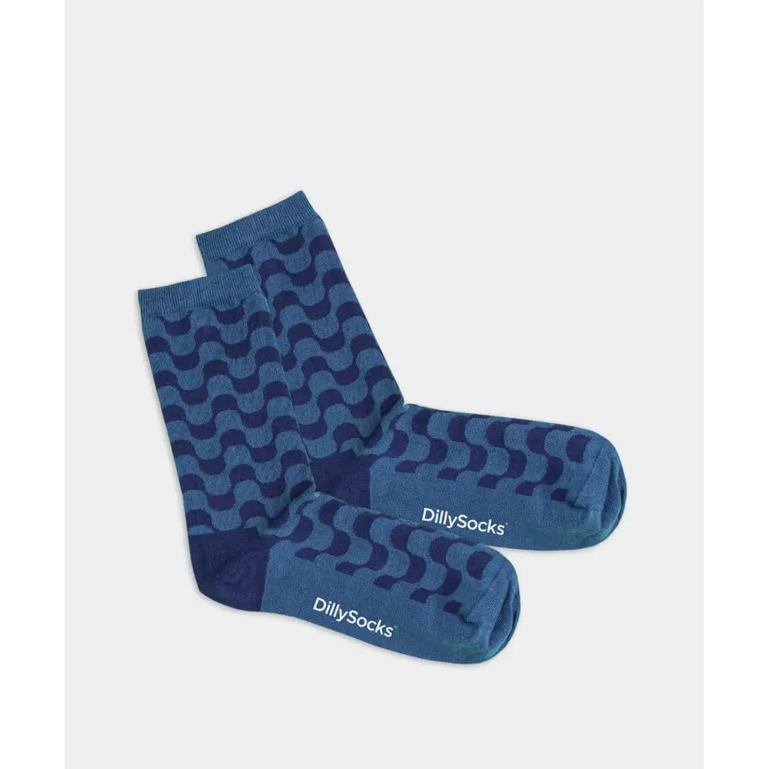 Chaussettes, bleu foncé, motif ondulé, bord-côte