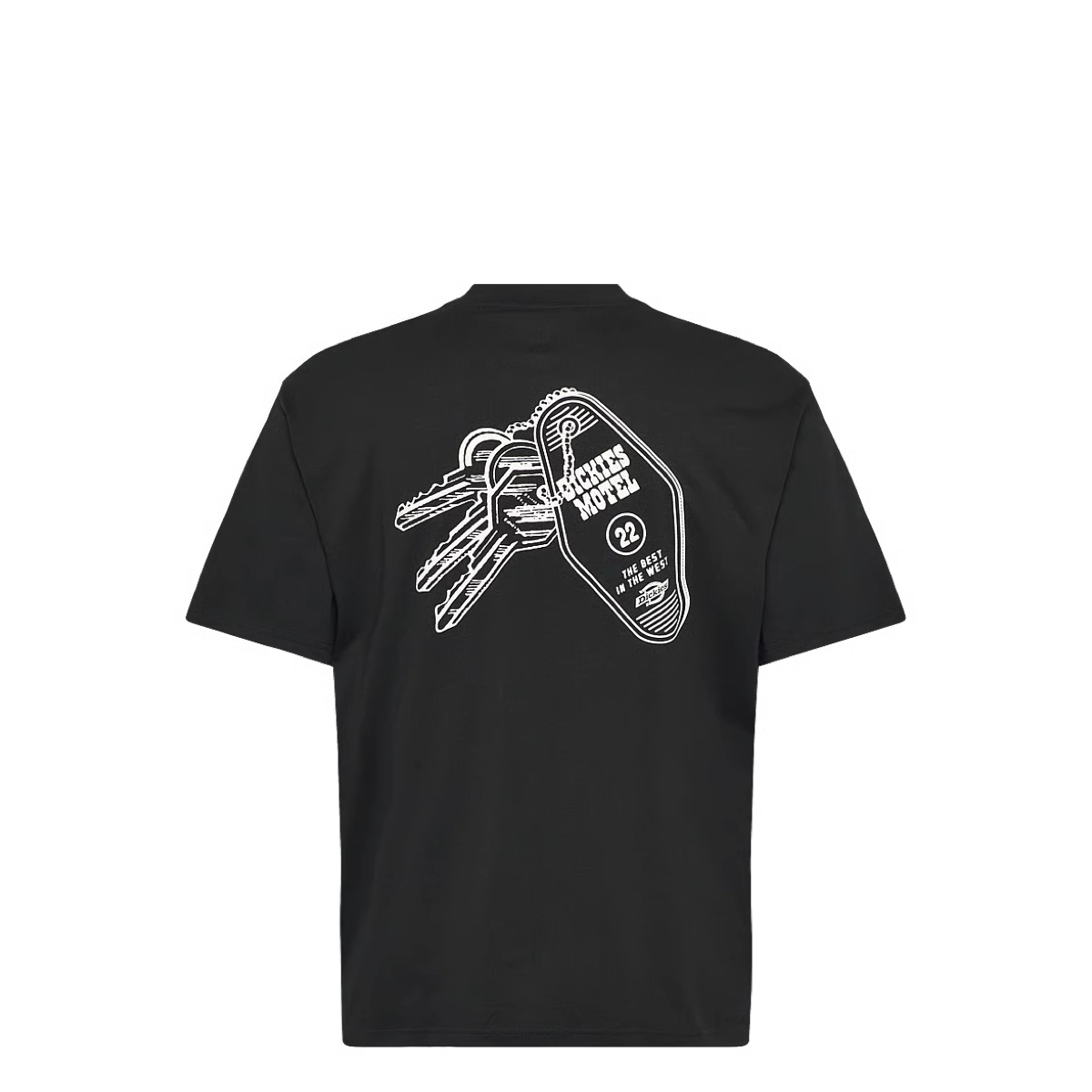 T-shirt, motif graphique, clé, porte-clés, noir
