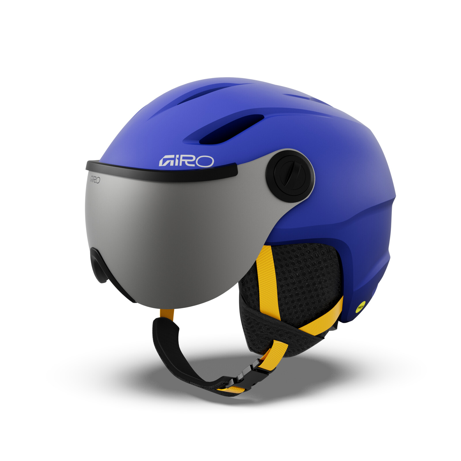 Buzz MIPS Helmet helmet, color blue, gray face shield, adjustable strap, ventilation