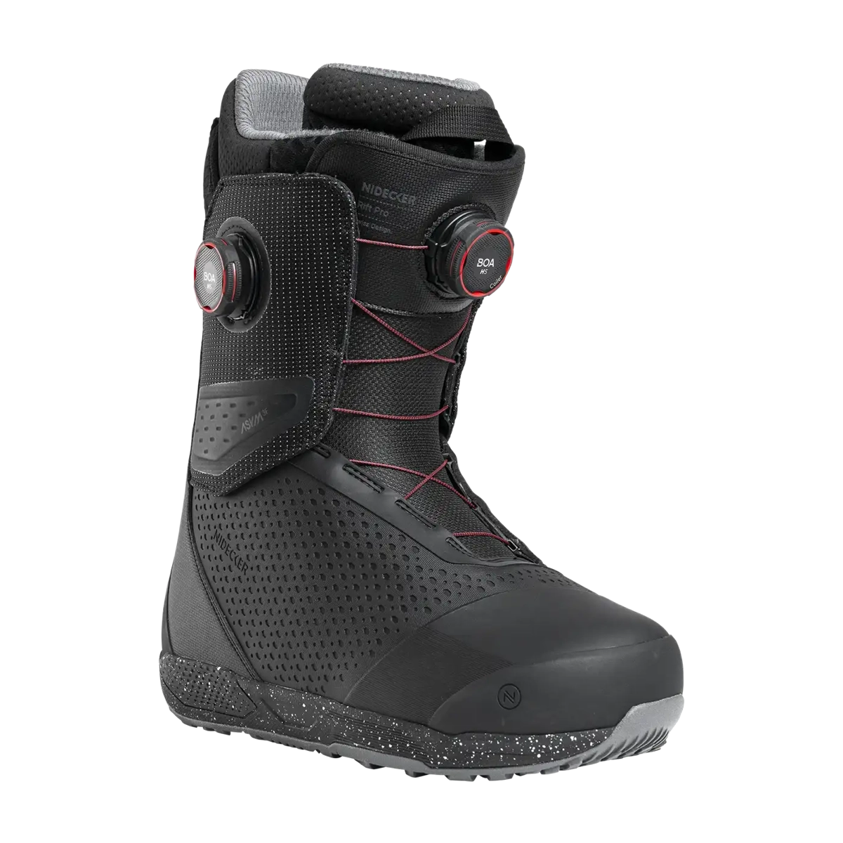 Rift Pro Men Bottes de snowboard, laçage BOA, bottes mi-hautes, tige perforée, noir, chaussure de snowboard, chaussure avec BOA, chaussure noire, tige perforée, semelle à pois