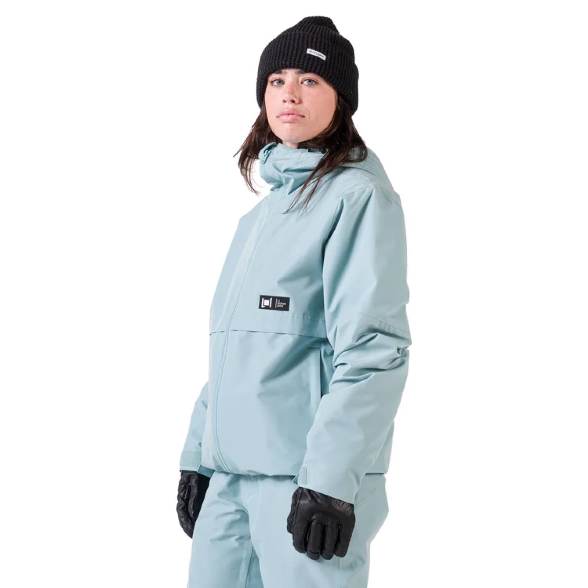 Vestes, veste d'hiver pour la neige, vêtements d'hiver, veste à capuche, moufles, veste de snowboard, doudoune, bleu ciel, fermeture éclair, bonnet